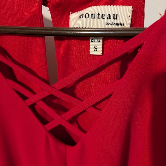 Monteau Elegant Red Dress Size S - Picture 5 of 5
